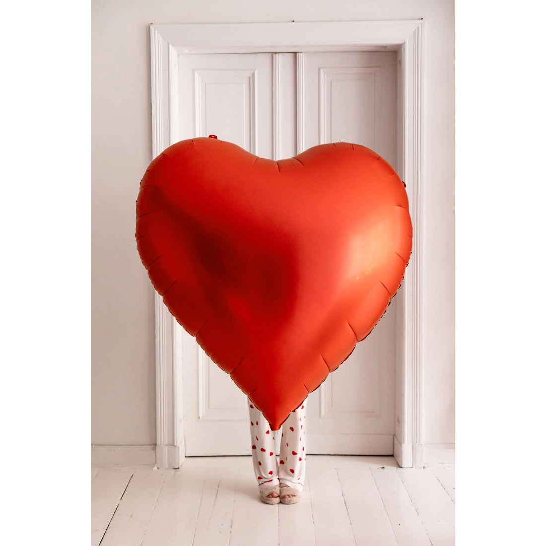 XXL piros fólia lufi Szív 136 × 129 cm, levegővel fújható
