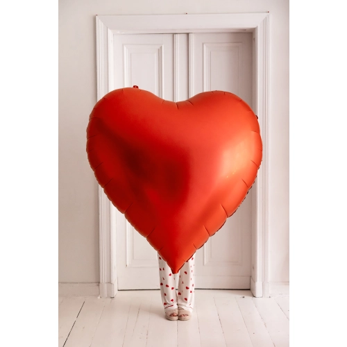 XXL červený fóliový balón Srdce 136 × 129 cm na nafukovanie vzduchom