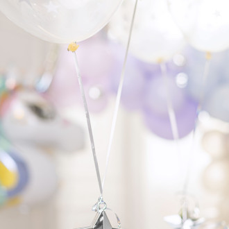 Utež za balone v obliki zvezde, srebrna, plastika 175 g, 10x11 cm