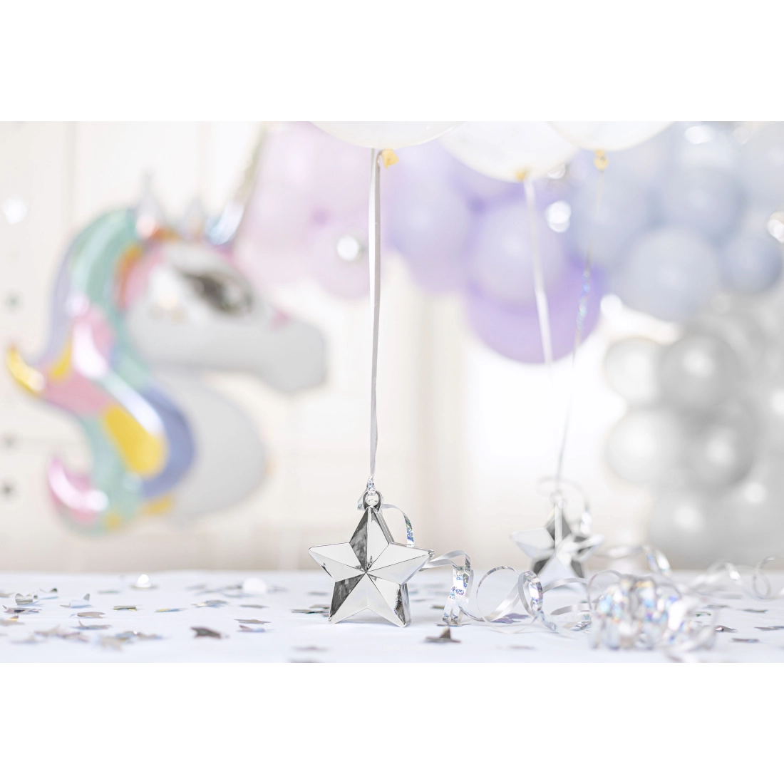 Greutate pentru baloane în formă de stea, argintie, plastic, 175 g, 10x11 cm