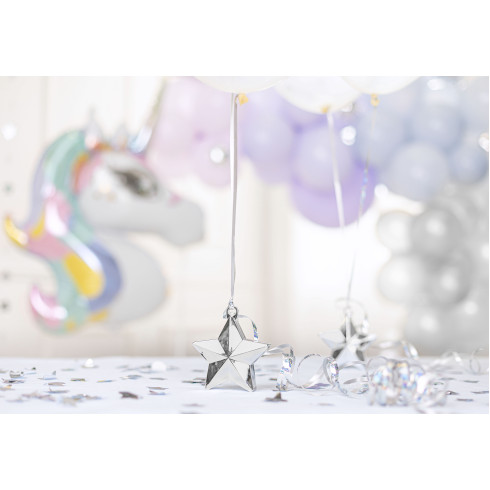 Utež za balone v obliki zvezde, srebrna, plastika 175 g, 10x11 cm