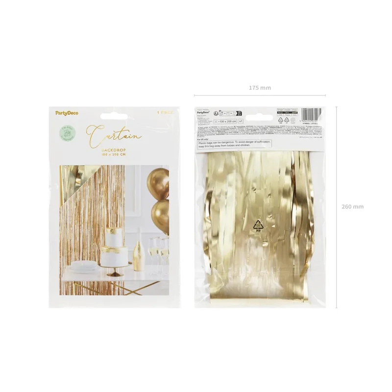 Cortină de petrecere din satin, aurie, 100x200 cm – decor luxos