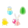 Decorațiune suspendată tip honeycomb Paște, set 4 bucăți