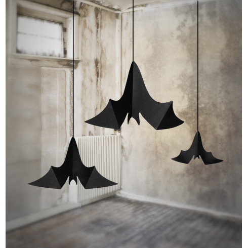 Viseča dekoracija netopirji črni – set 3 kosov, različne velikosti