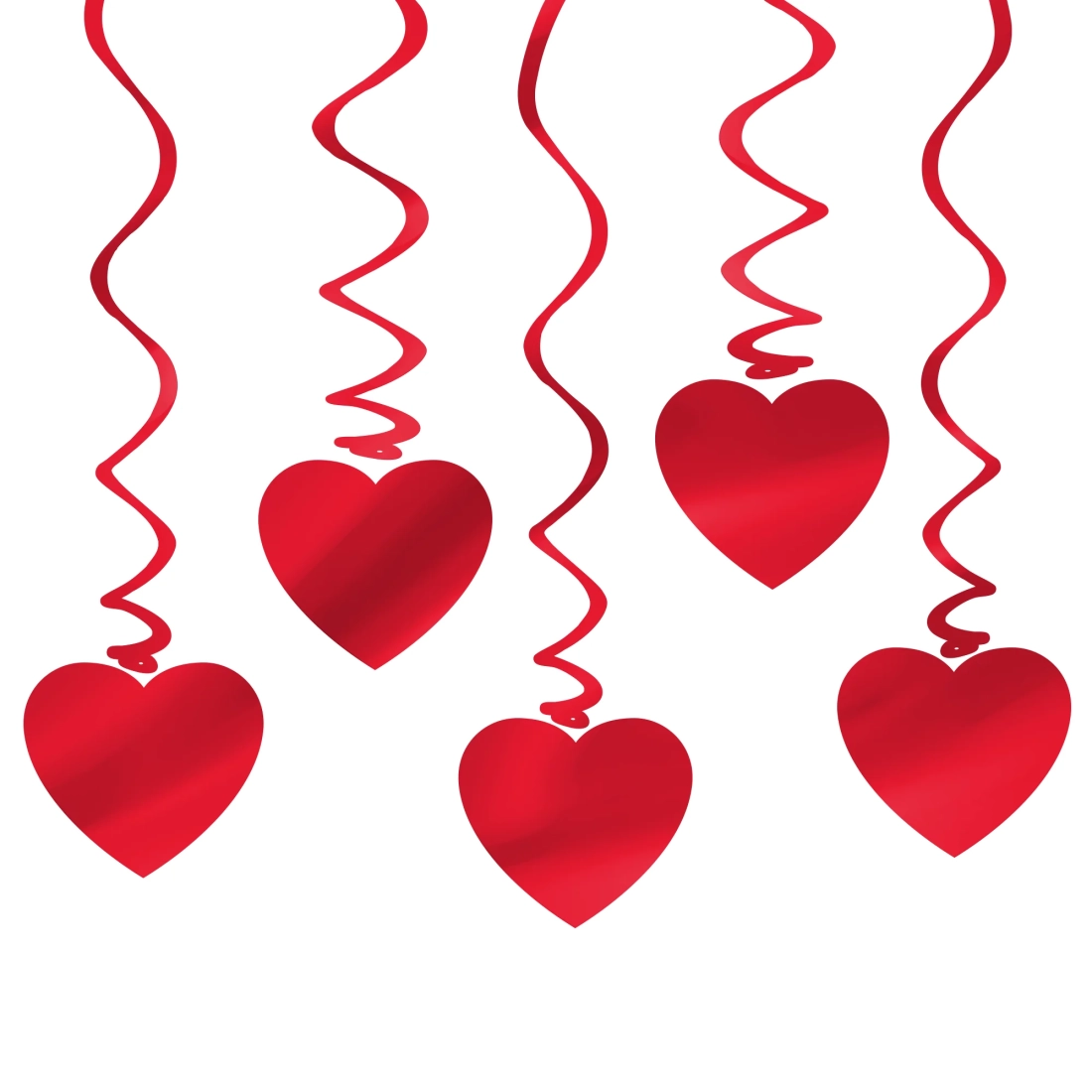 Decorațiune suspendată spirală inimă roșie, set 5 buc.