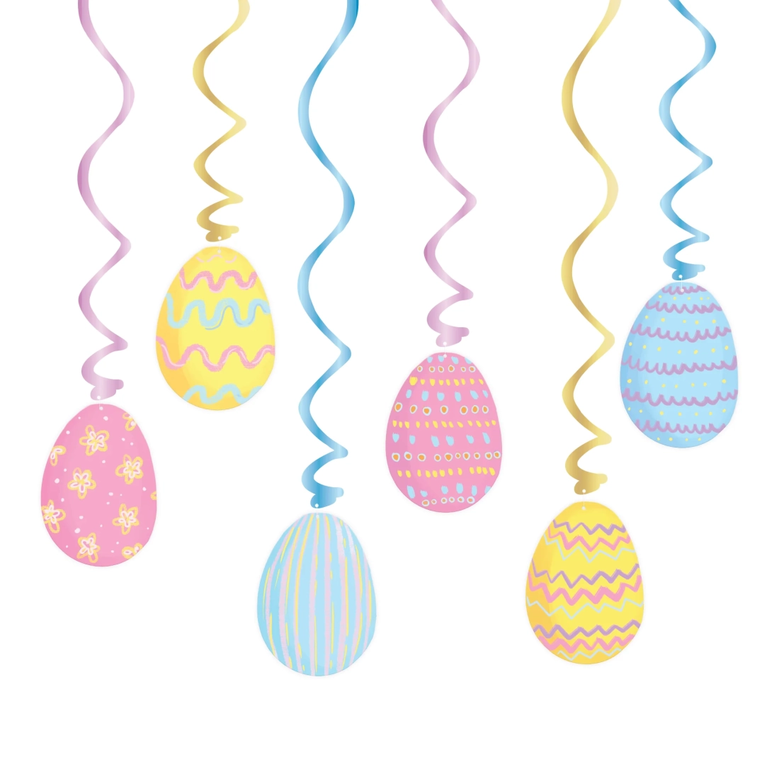 Decorațiune suspendată cu spirale, ouă de Paște, 6 buc.