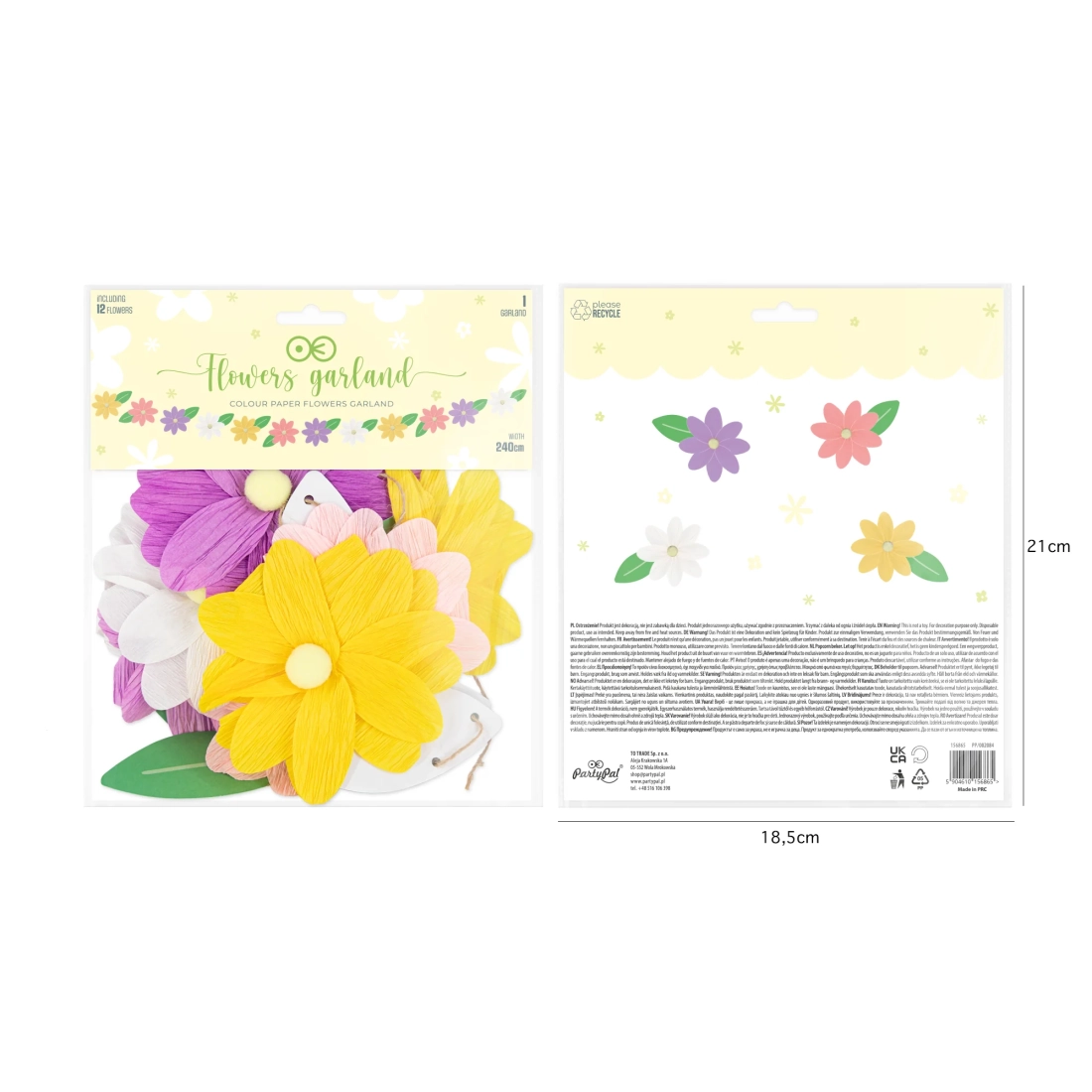 Függő girland színes virágokkal 240 cm