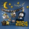 Závesná girlanda Happy New Year čierna 250 cm