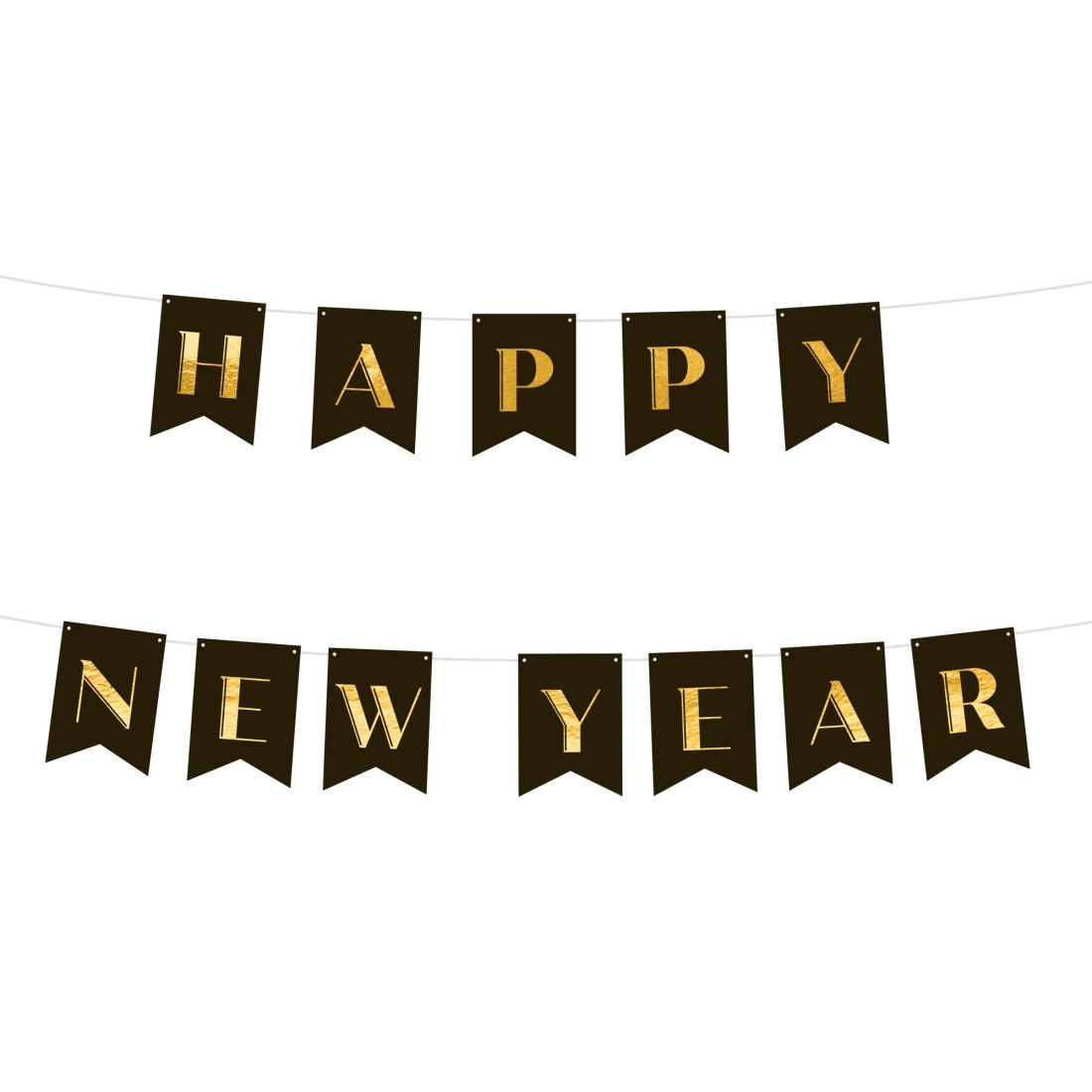 Závesná girlanda Happy New Year čierna 250 cm