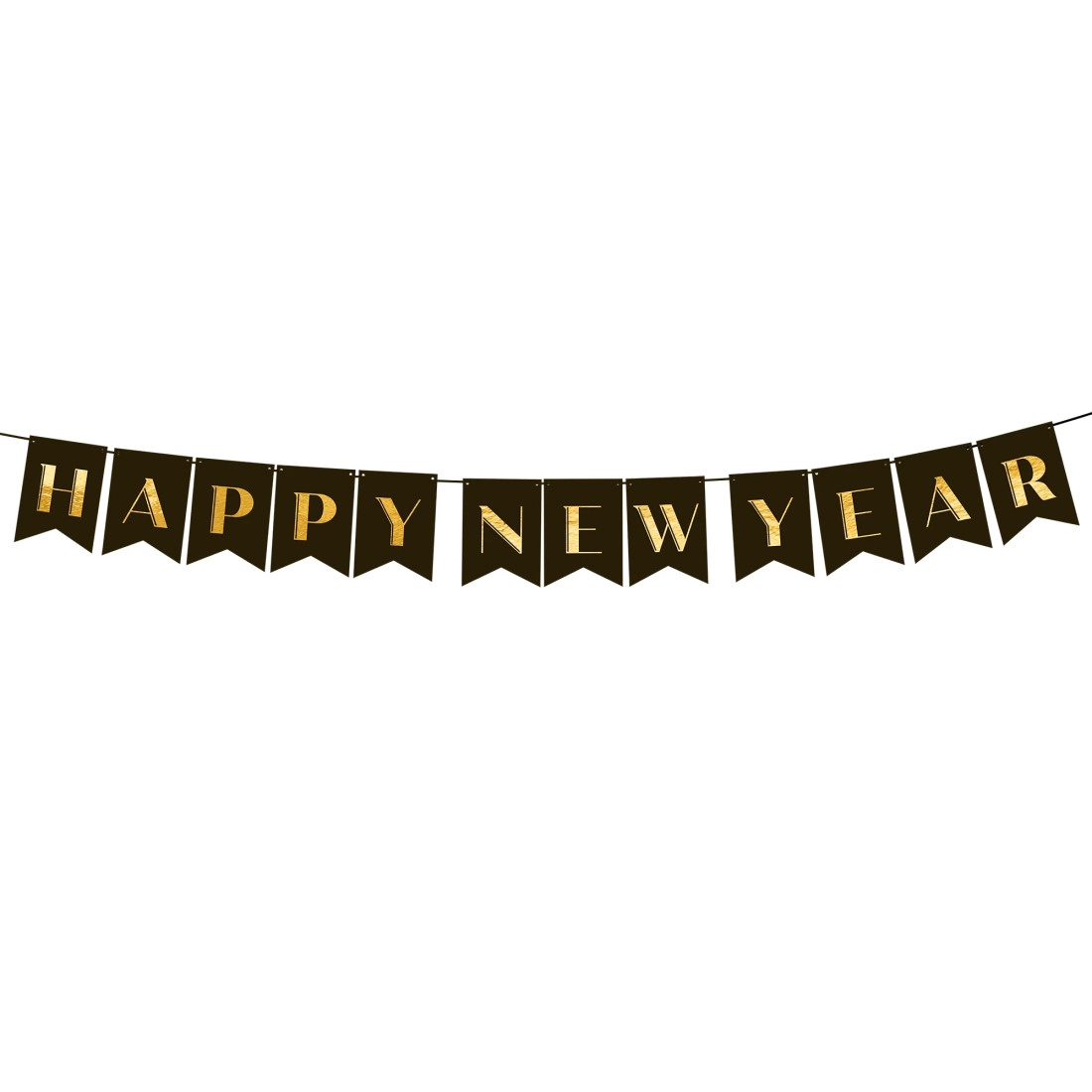 Závesná girlanda Happy New Year čierna 250 cm