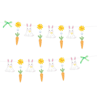 Závesná girlanda králiky veľkonočná papierová 240x30 cm