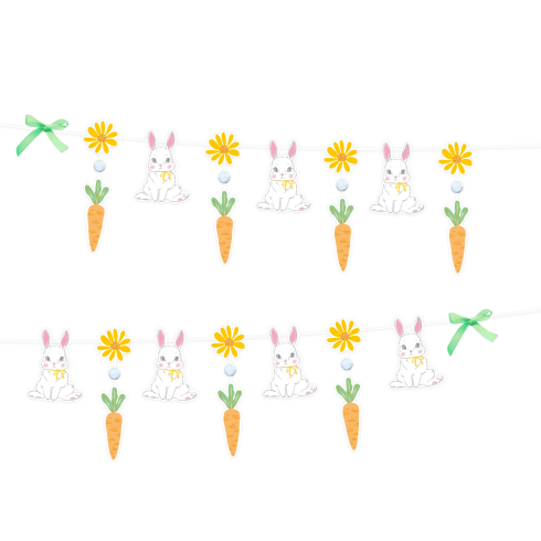 Závesná girlanda králiky veľkonočná papierová 240x30 cm