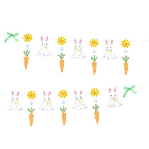 Závesná girlanda králiky veľkonočná papierová 240x30 cm