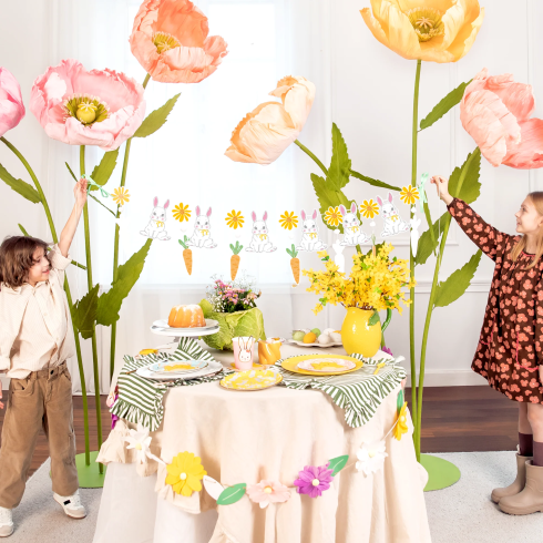 Závesná girlanda králiky veľkonočná papierová 240x30 cm