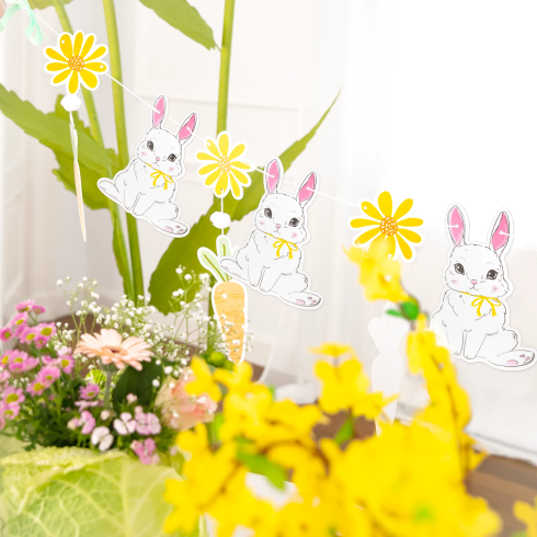 Závesná girlanda králiky veľkonočná papierová 240x30 cm