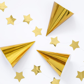 Viseča girlanda zlati zvezdi 3,6 m – dekorativna folija za zabave