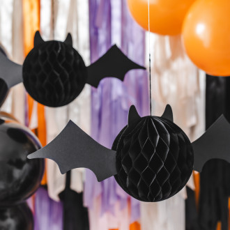 Viseča papirnata dekoracija netopir črna 45x17 cm – Halloween okrasitev