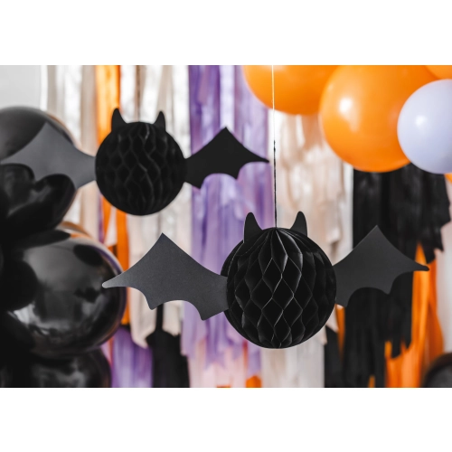 Viseča papirnata dekoracija netopir črna 45x17 cm – Halloween okrasitev