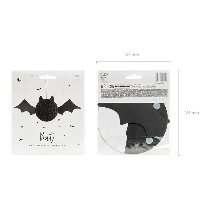 Papírový závěsný netopýr černý 45x17 cm – dekorace na Halloween