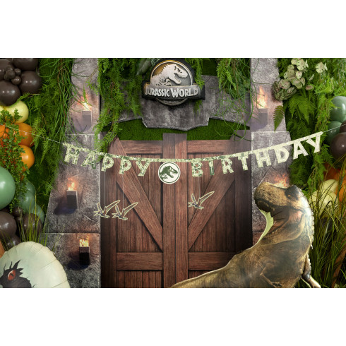 Viseči papirnati transparent Happy Birthday Jurassic World 45 x 165 cm