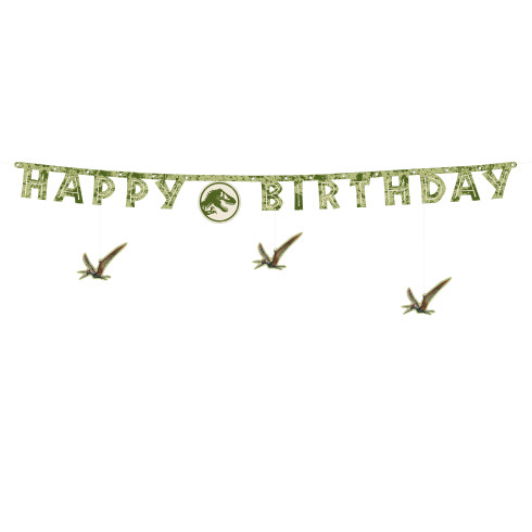 Viseči papirnati transparent Happy Birthday Jurassic World 45 x 165 cm