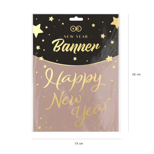 Závěsný banner Happy New Year zlatý 120 cm