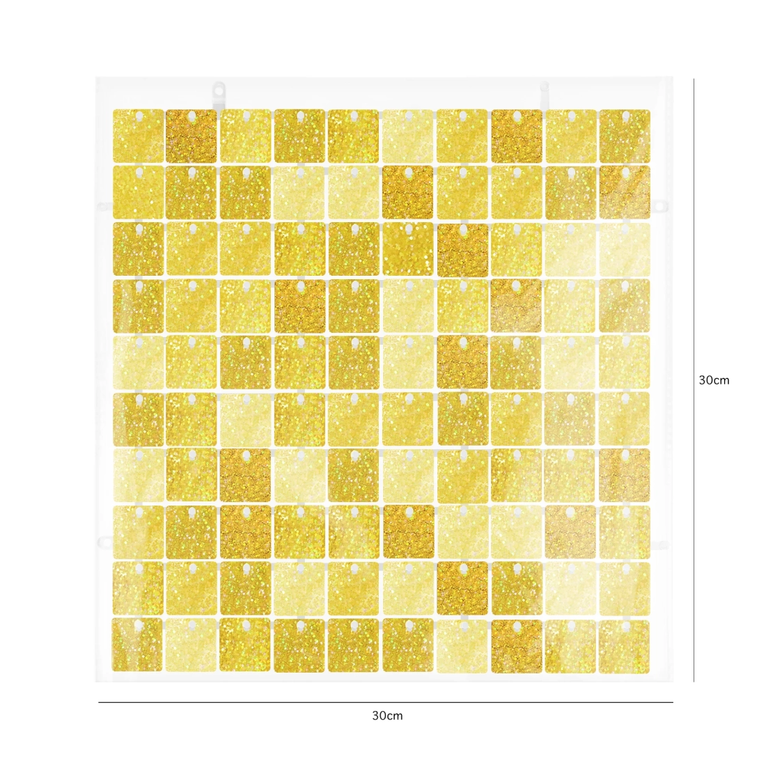 Závesný party panel s flitrami zlatý 30x30 cm