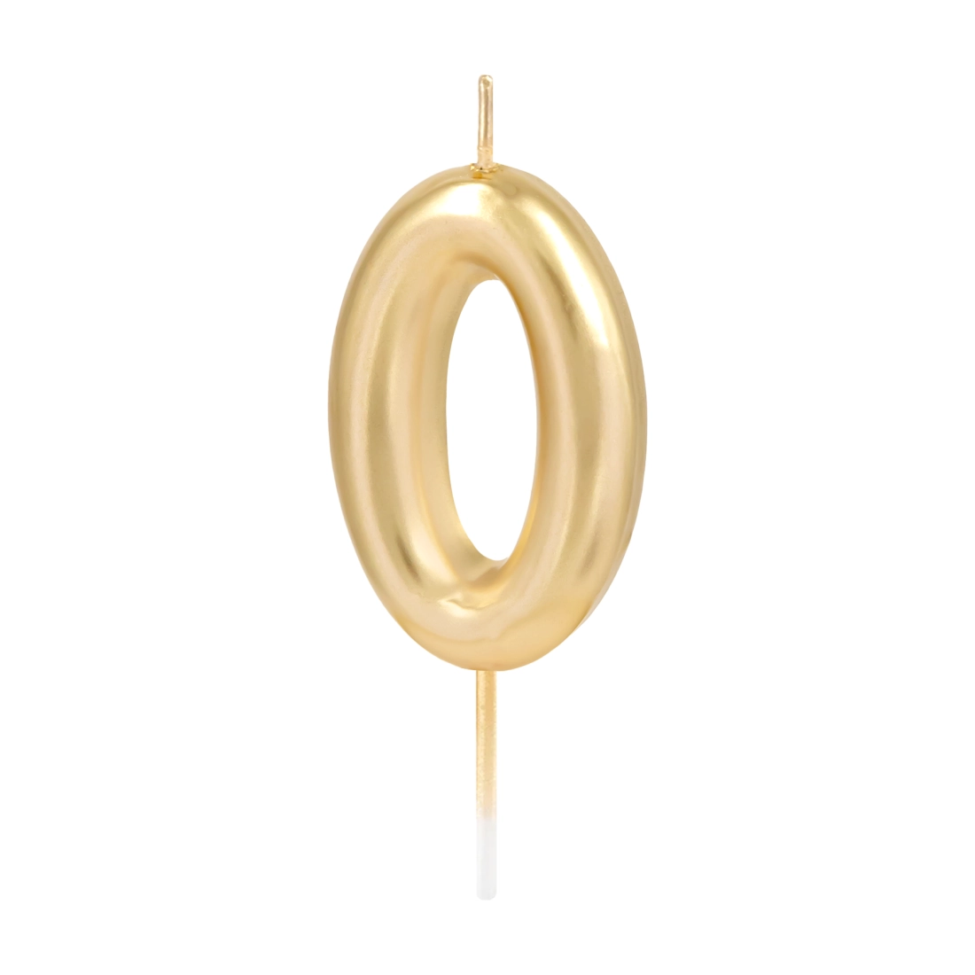 Lumânare aurie lucioasă în formă de cifră 0, 6 cm