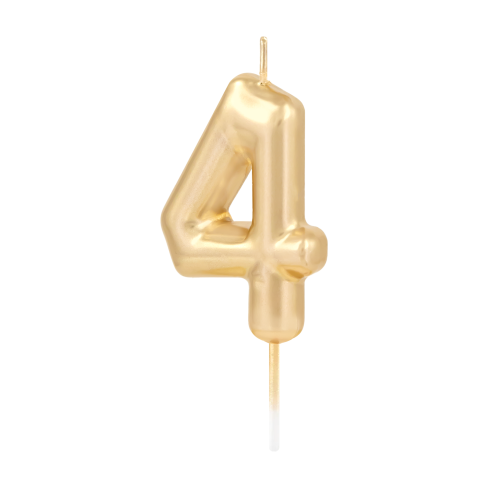 Zlatá lesklá sviečka číslo 4, 6 cm Zlatá lesklá sviečka číslo 4, 6 cm