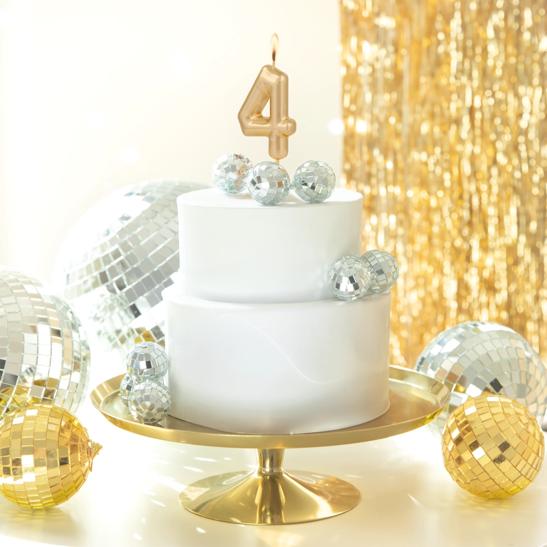 Arany fényes számgyertya 4, 6 cm