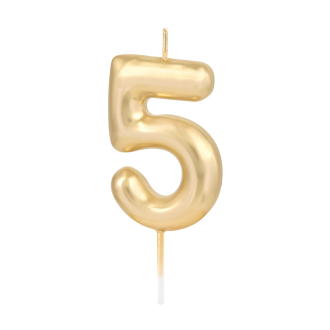 Zlata sijoča sveča številka 5, 6 cm