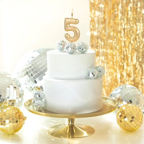 Arany fényes számgyertya 5, 6 cm