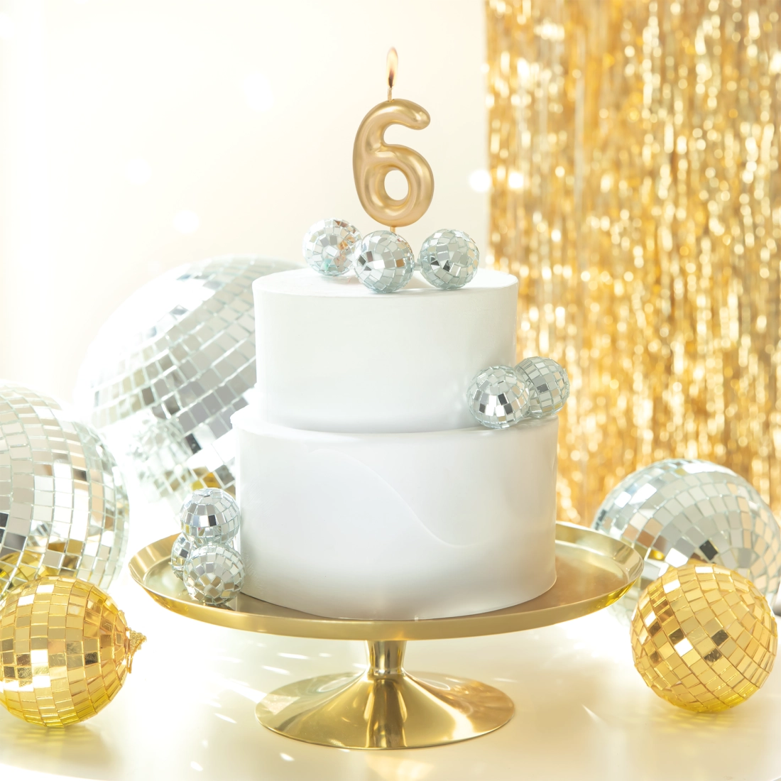 Arany fényes számgyertya 6, 6 cm