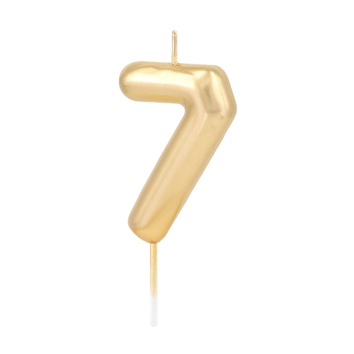Arany fényes gyertya 7-es szám, 6 cm