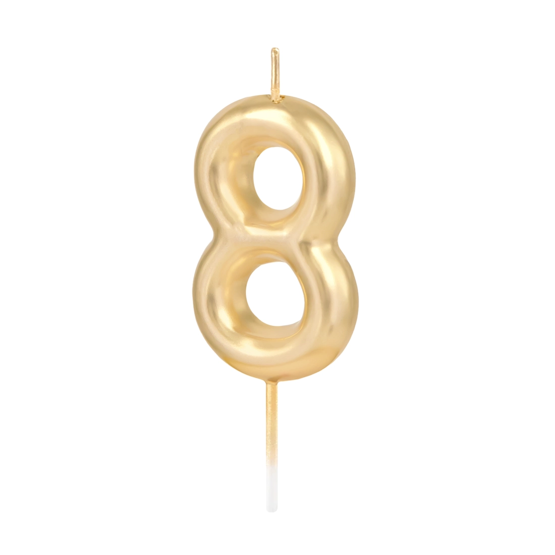 Lumânare aurie lucioasă în formă de cifră 8, 6 cm