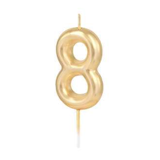 Zlata sijoča sveča številka 8, 6 cm