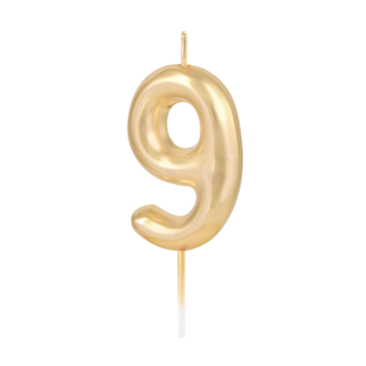 Zlata sijoča sveča številka 9, 6 cm
