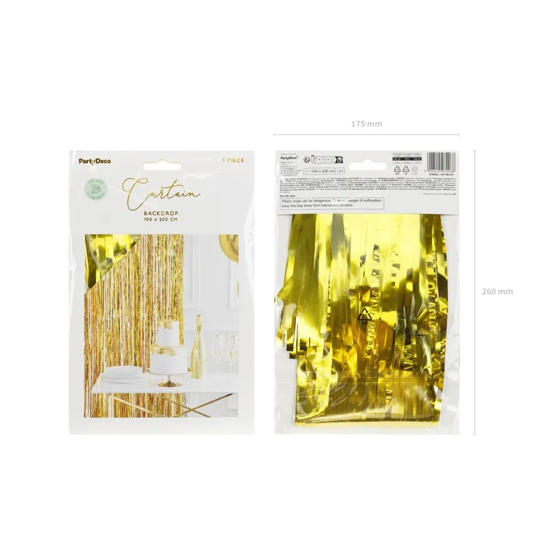 Perdea metalică aurie pentru petrecere 100x200 cm – folie decorativă