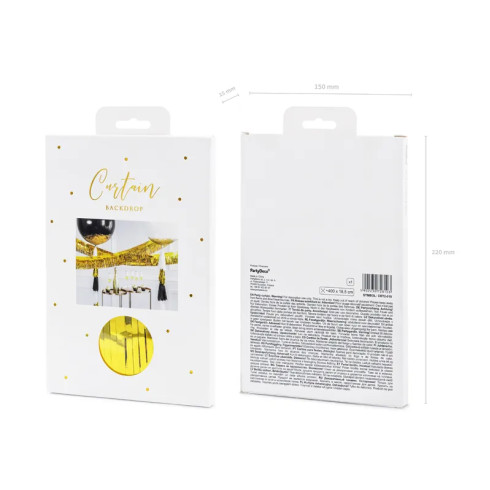 Arany party fóliafüggöny 18,5 x 400 cm – fényes dekoráció ünnepekre