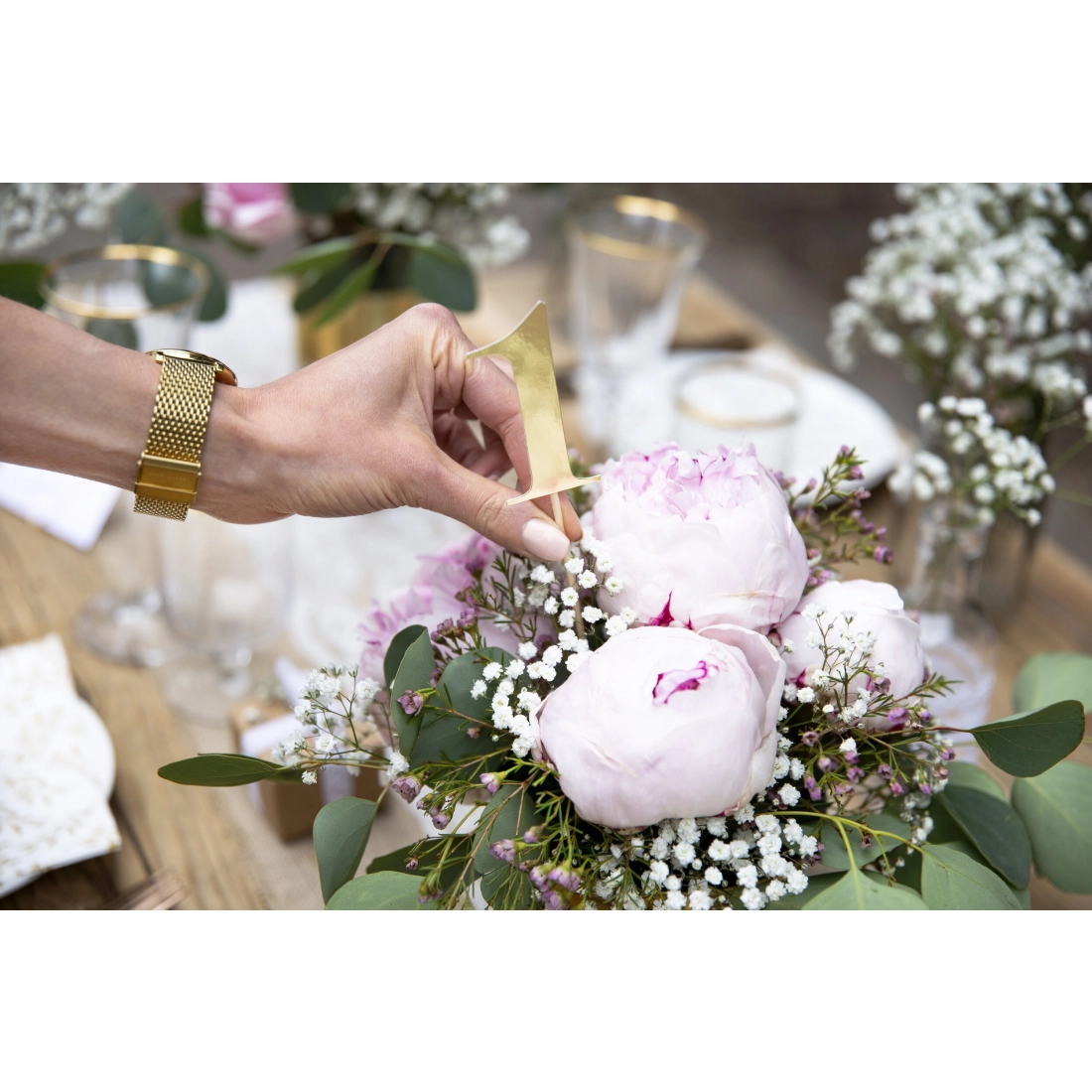 Zlate namizne številke na palčki 25,5–26,5 cm – komplet 0–10, zrcalni papir