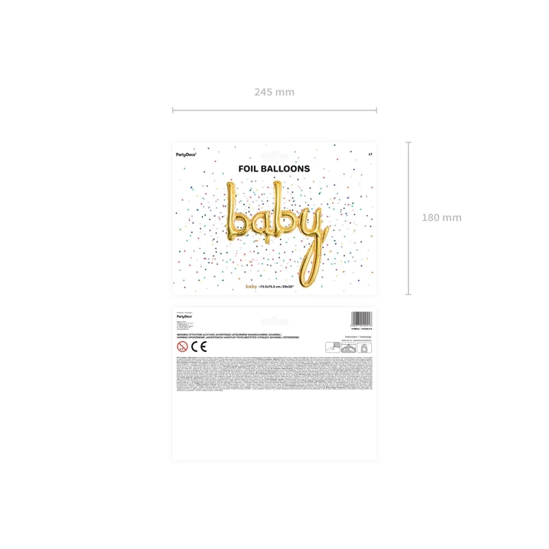 Balon folie auriu BABY 73,5 x 75,5 cm pentru petrecere