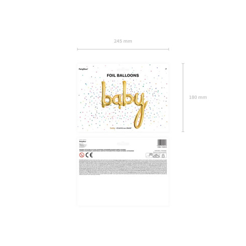 Zlat balon iz folije BABY 73,5 x 75,5 cm za praznovanje