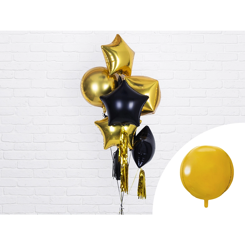 Zlat balon iz folije, krogla 40 cm – kovinski dekorativni balon