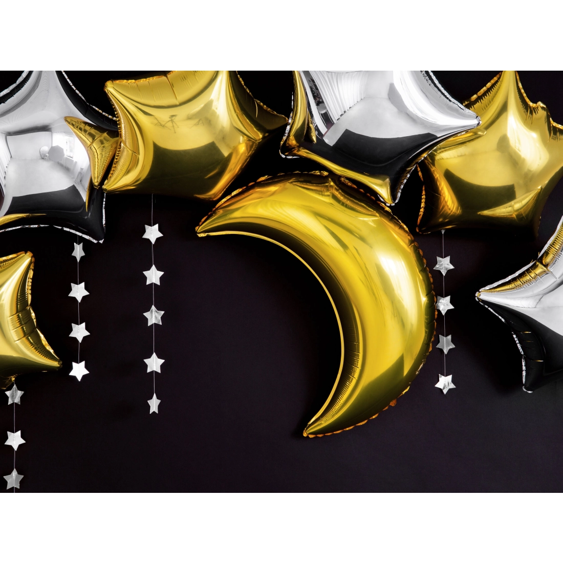 Balon folie auriu Lună 60 cm – balon metalic pentru heliu