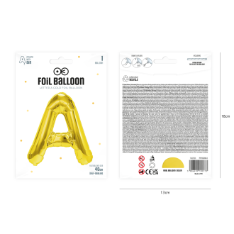 Zlati folijski balon črka A 40 cm