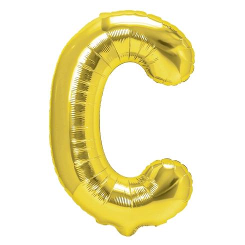 Zlatý fóliový balón písmeno C 40 cm