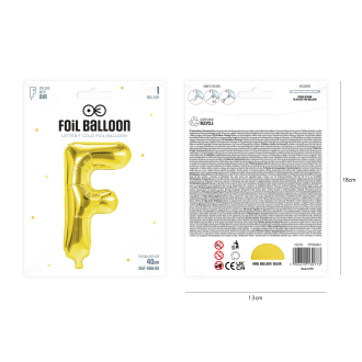 Zlati folijski balon črka F 40 cm