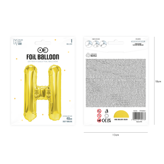 Zlati folijski balon črka H 40 cm