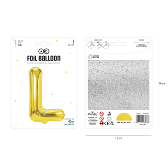 Zlati folijski balon črka L, 40 cm