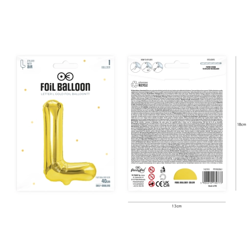 Zlatý fóliový balón písmeno L 40 cm Zlatý fóliový balón písmeno L 40 cm
